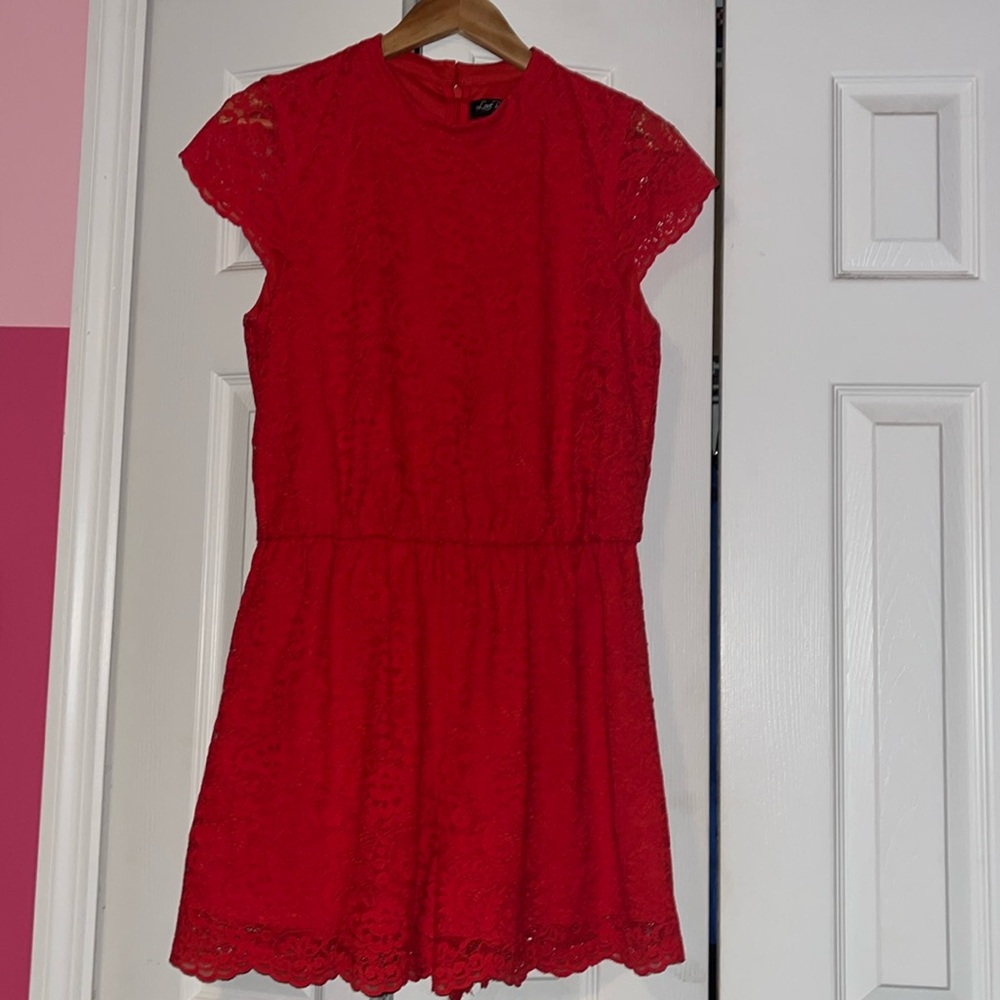 Love Reign Fire Red Lace Romper Large